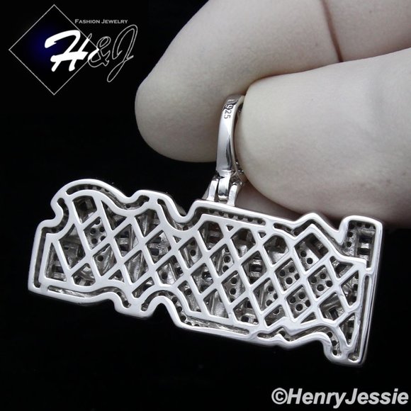 925 STERLING SILVER ICY 3D KING LETTER PENDANT*324